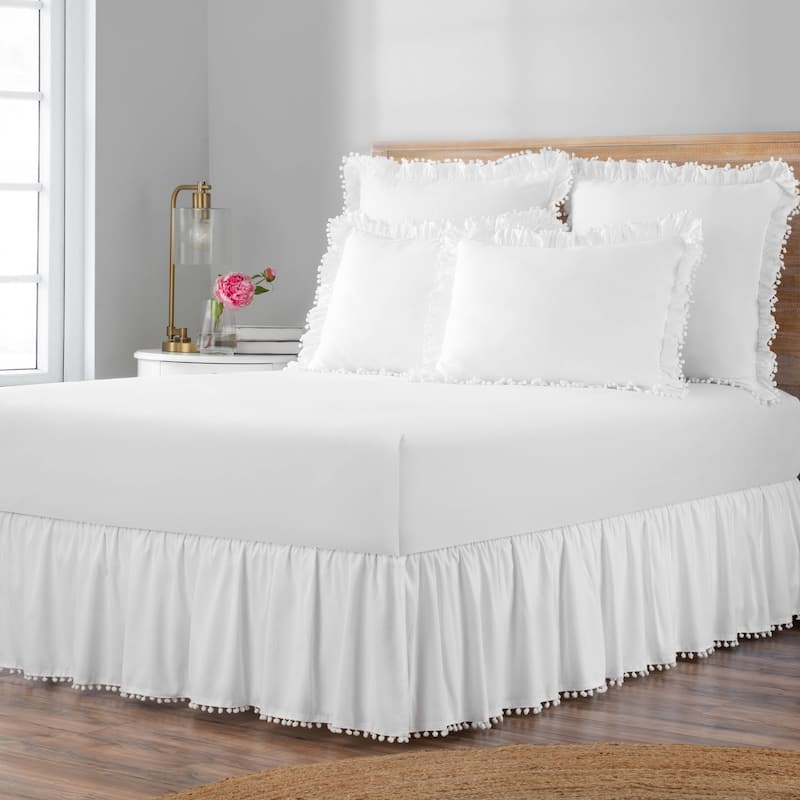 Belles & Whistles Pom Pom Trim 15" Drop Bed Skirt