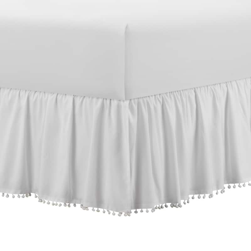 Belles & Whistles Pom Pom Trim 15" Drop Bed Skirt - Full