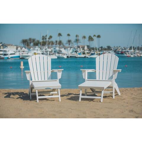 Hampton Outdoor Patio Adirondack Chair with Hideaway Ottoman