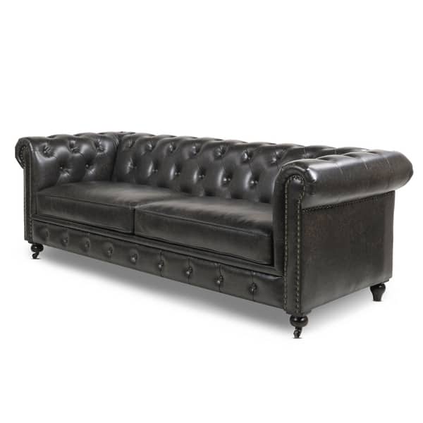 Copper Grove Munich Vintage Faux Leather Tufted Chesterfield Sofa On Sale Overstock 29807483