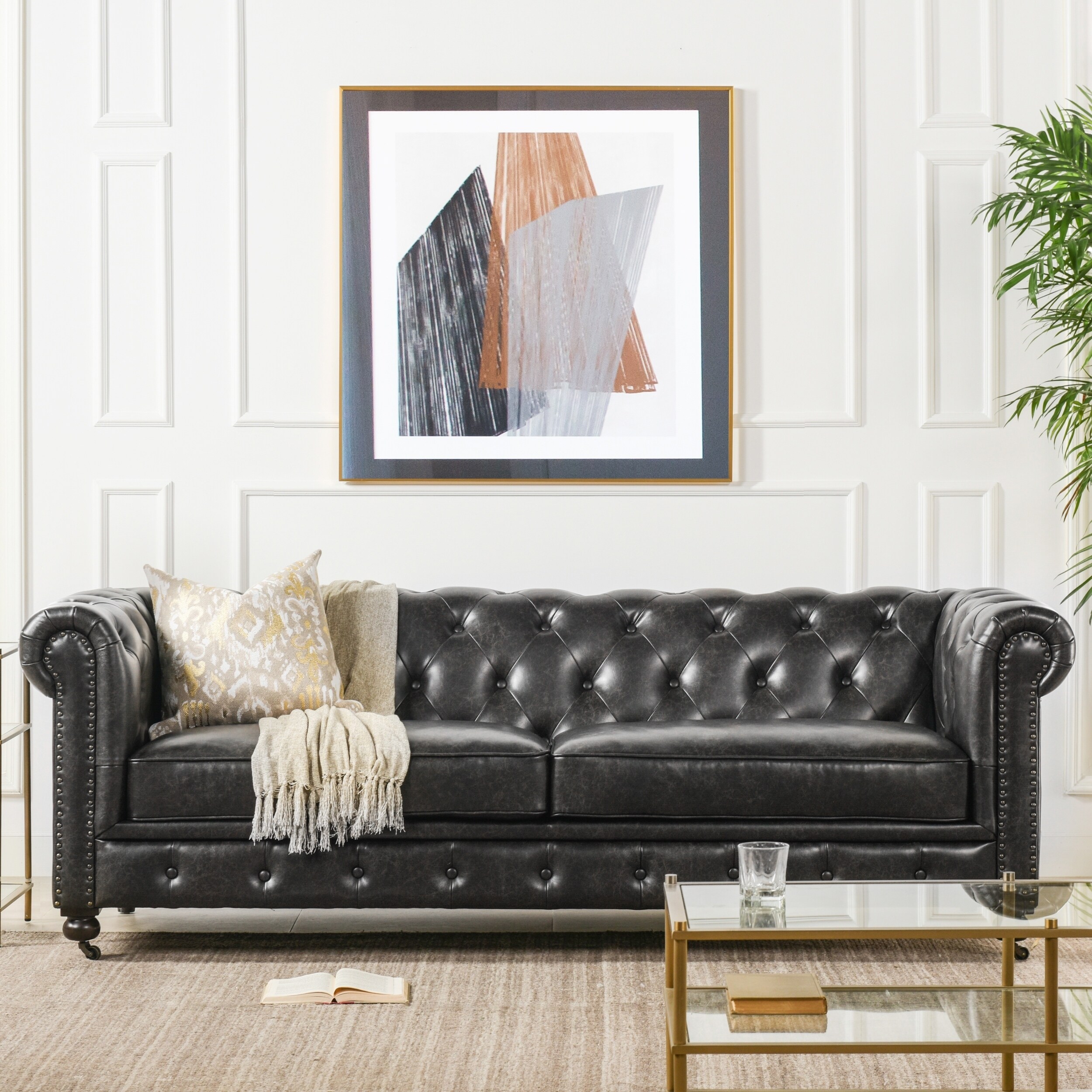 Shop Copper Grove Marchtrenk Vintage Black Leather Chesterfield