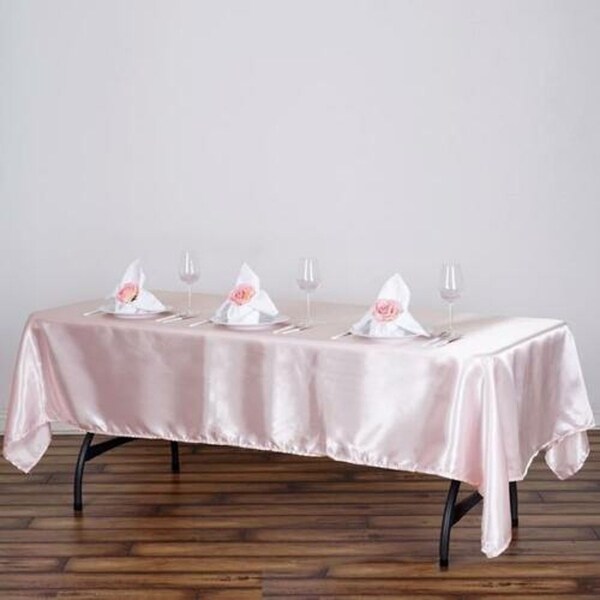 Satin Rectangle Tablecloth 60" x 102" Blush