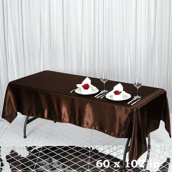 Satin Rectangle Tablecloth 60" x 102" Chocolate