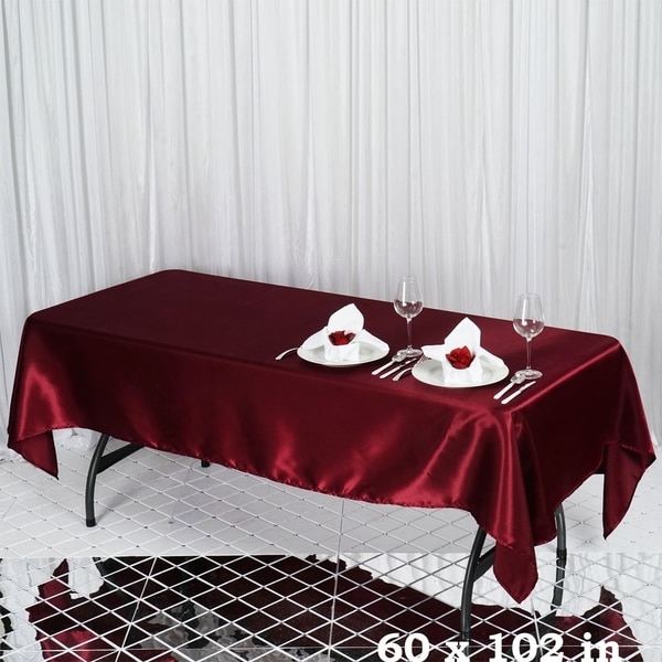 Satin Rectangle Tablecloth 60" x 102" Burgundy