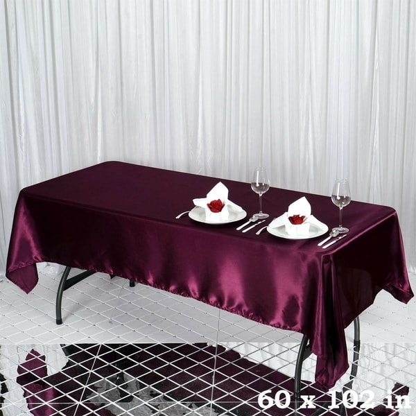 Satin Rectangle Tablecloth 60" x 102" Eggplant