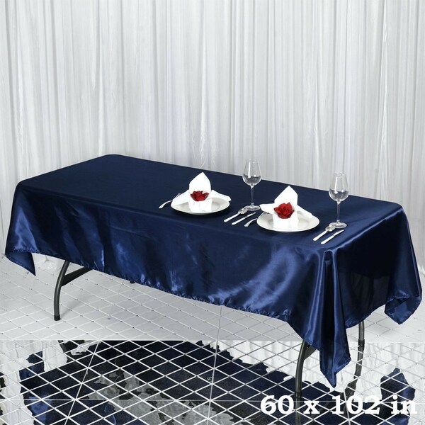 Satin Rectangle Tablecloth 60" x 102" Navy Blue
