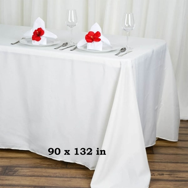 Polyester Rectangle Party Tablecloth 90" x 132" Ivory