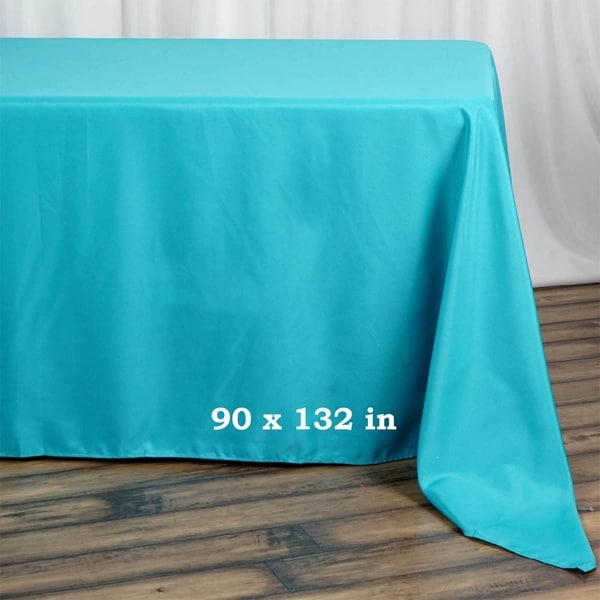 Polyester Rectangle Party Tablecloth 90" x 132" Turquoise