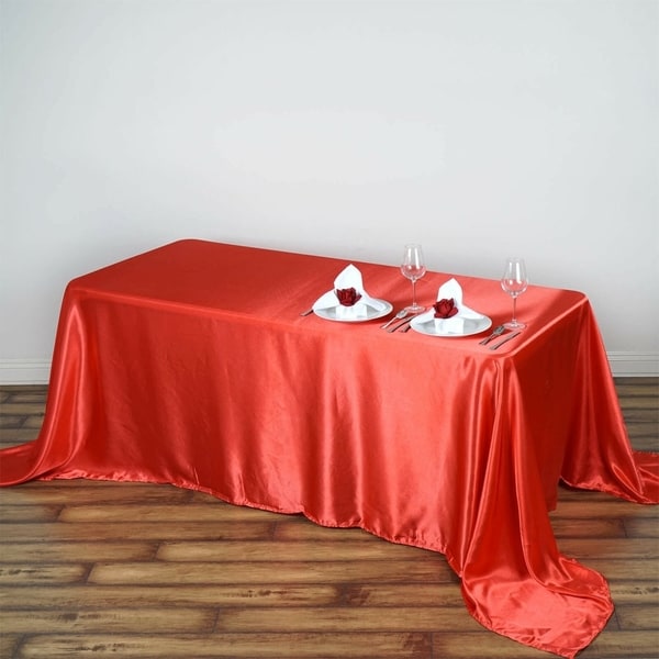 Satin Rectangle Tablecloth 90" x 132" Coral