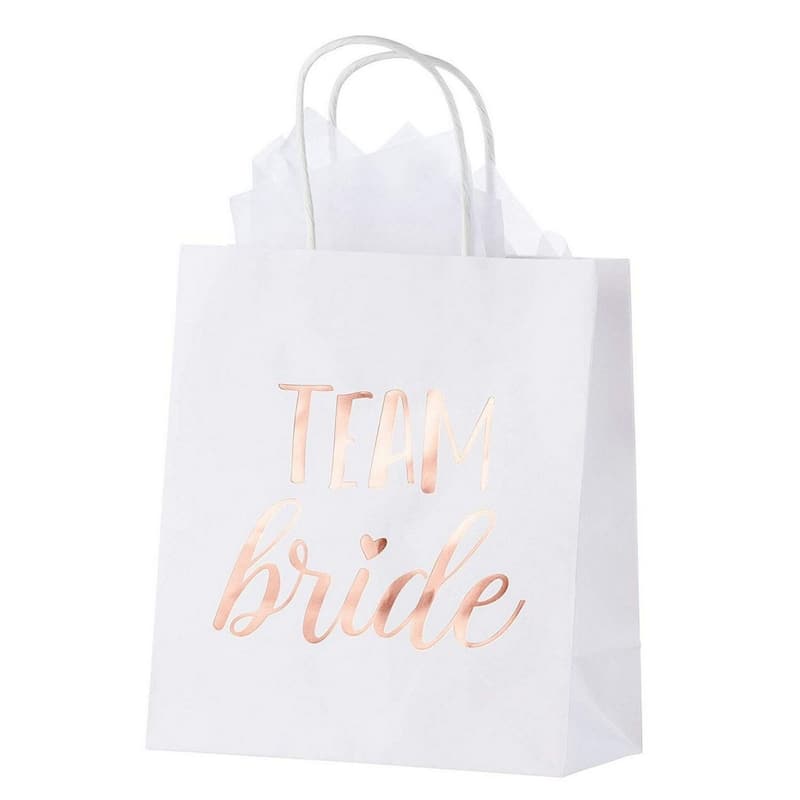 Sparkle and Bash 20 Pack Bride and Groom Gift Bags with Tissue Paper for Wedding, 8 x 4 x 9 In