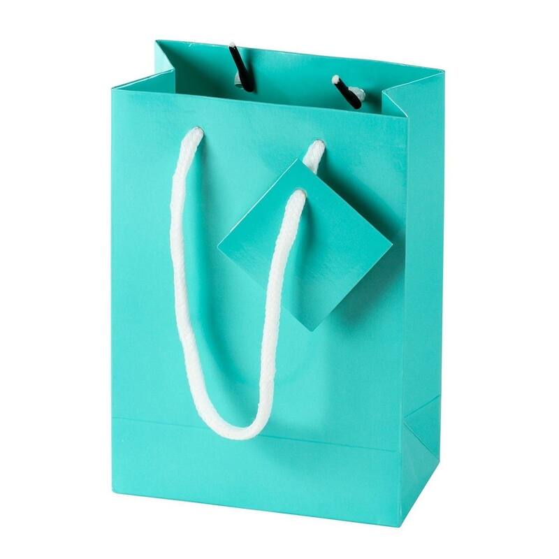 Blue Panda 20-Pack Small Teal Gift Bags with Tissue Paper, 7.9 x 5.5 x 2.5 In