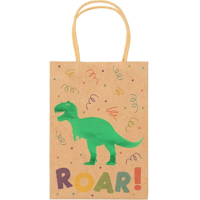 Juvale 24 Pack Dinosaur Party Bags with Handles for Kids Birthday, 6 x 9 In