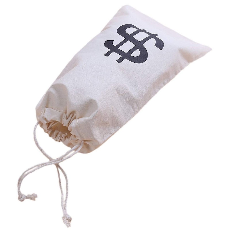 Juvale 12-Pack Money Bag Pouch with Drawstring Closure and Dollar Sign Symbol, 4.7"x9"