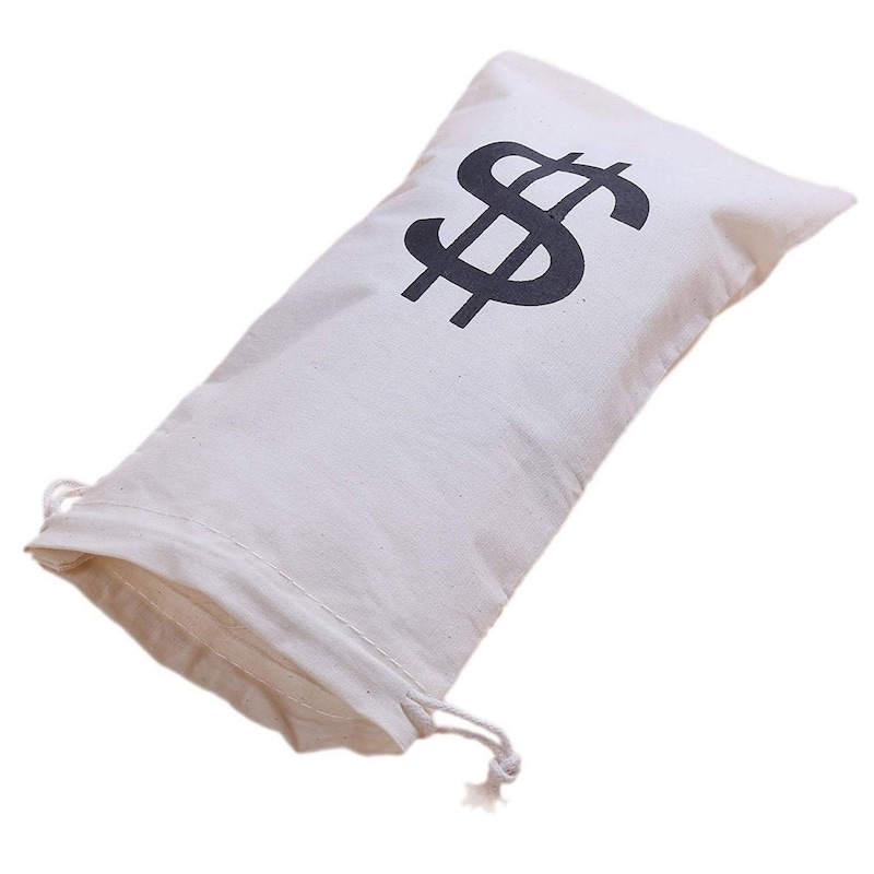 Juvale 12-Pack Money Bag Pouch with Drawstring Closure and Dollar Sign Symbol, 4.7"x9"