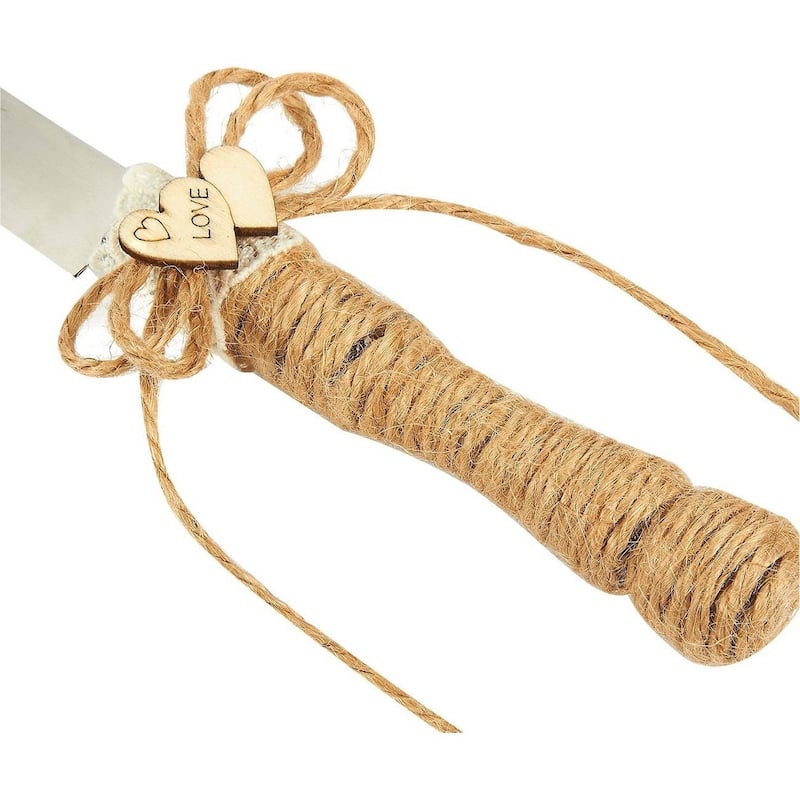 Juvale Rustic-Style Wedding Cake Knife and Server Set with Champagne Glasses (4 Piece)