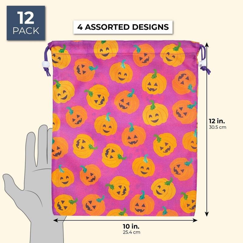 Blue Panda 12 Pack Large Drawstring Goodie Treat Bags for Halloween Party Trick or Treat