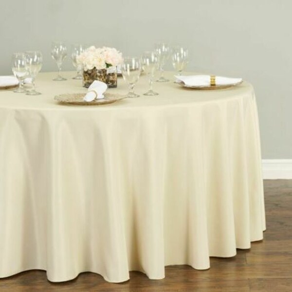 Polyester Round Tablecloth 120" Beige