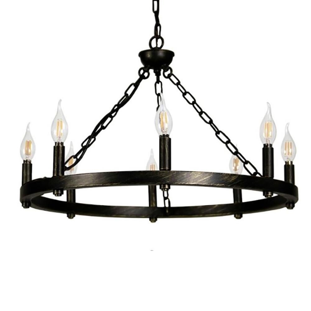 Canyon Home 8 Light Chandelier Wagon Wheel Matt Black Brushed Gold Steel Frame - Chandeliers For Bedrooms by Overstock.com