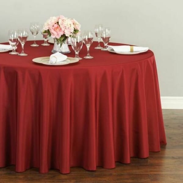 Polyester Round Tablecloth 120" Burgundy