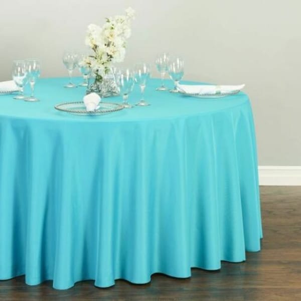 Polyester Round Tablecloth 120" Turquoise