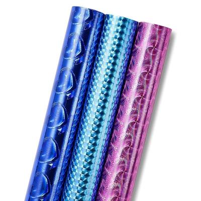 Blue Panda Holographic Wrapping Paper - Iridescent, Metallic Gift Wrap (73.5 Sq Ft Total)