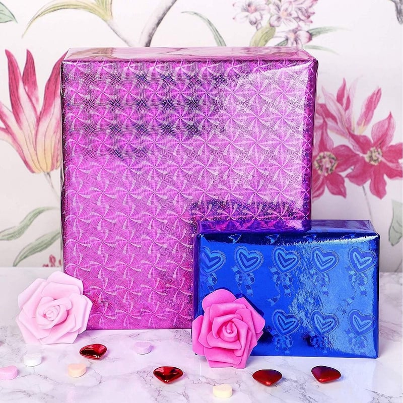 Blue Panda Holographic Wrapping Paper - Iridescent, Metallic Gift Wrap (73.5 Sq Ft Total)