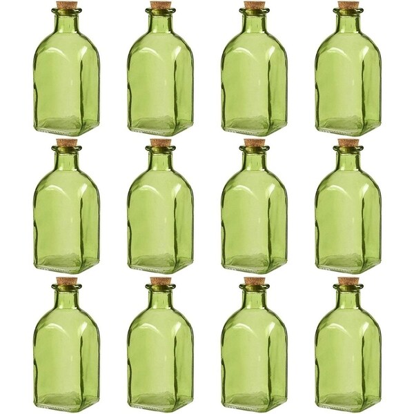 Download Clear Glass Bottles Cork Lids- 12 Pack Small Green ...