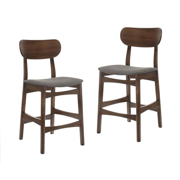 Modrest Lynn Modern Grey & Walnut Bar Chair (Set of 2) On Sale Bed