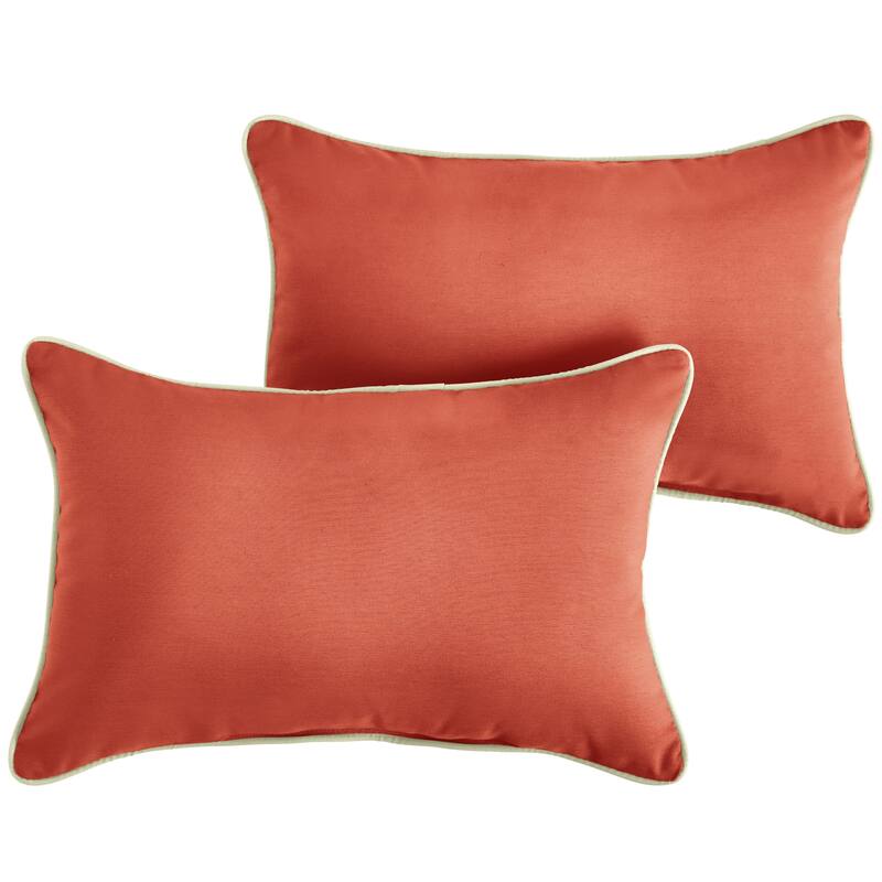 Roah Melon Coral Orange with Ivory Indoor/Outdoor Lumbar Pillows (Set of 2) by Havenside Home
