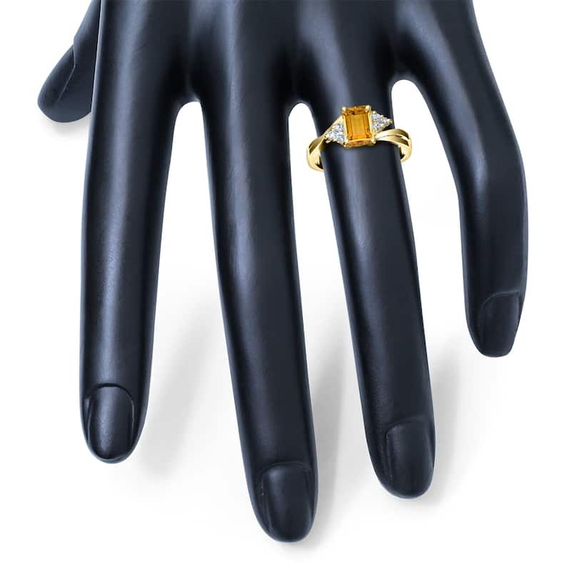 7X5MM Citrine and Diamond Twist Ring in 10K Yellow Gold