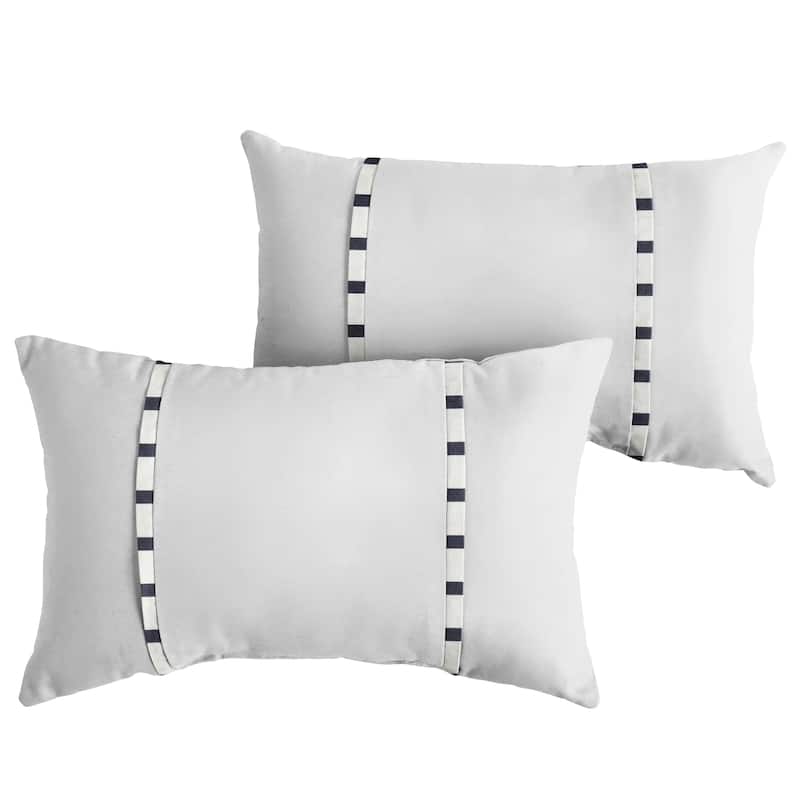 Sunbrella White with Blue Stripes Indoor/Outdoor Lumbar Pillows Set of 2