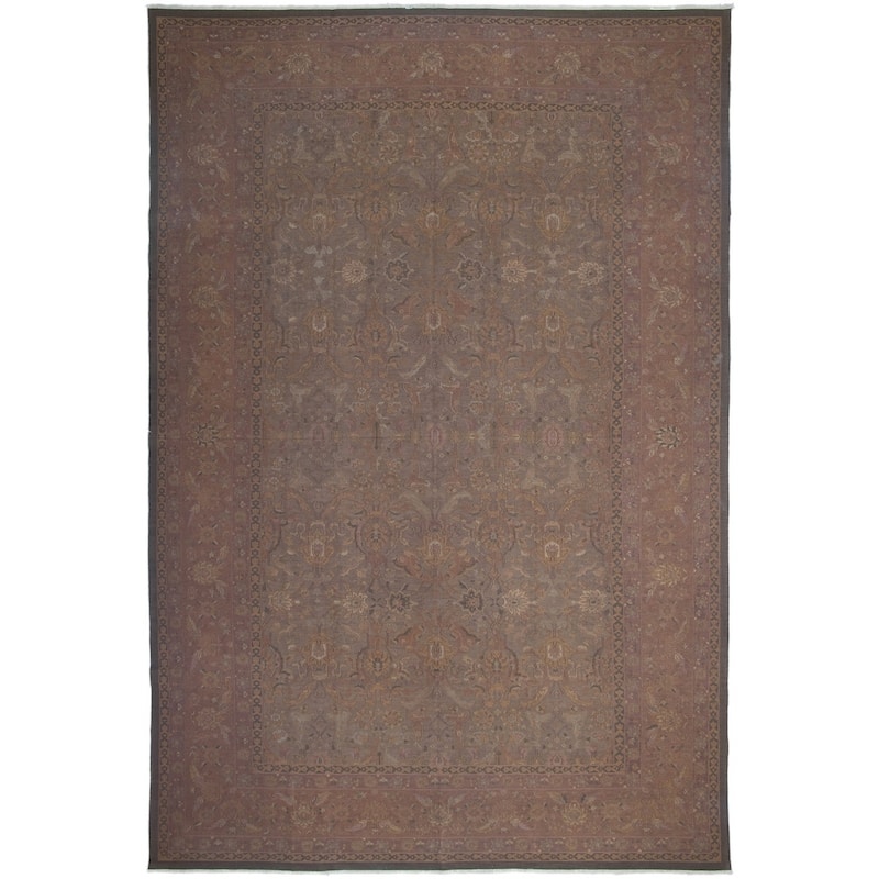 Flat-weave Dynasty Olive Green Wool Sumak - 11'6 x 17'6/11'6" x 17'6"
