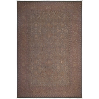 Flat-weave Dynasty Olive Green Wool Sumak - 11'6 x 17'6/11'6" x 17'6"