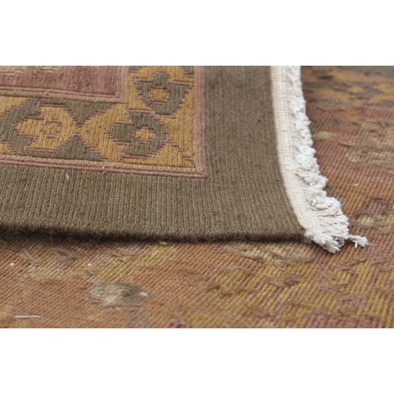 Flat-weave Dynasty Olive Green Wool Sumak - 11'6 x 17'6/11'6" x 17'6"