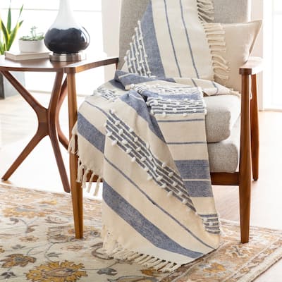 Livabliss Muti Global Hand Woven 50" x 60" Cotton-Blend Throw