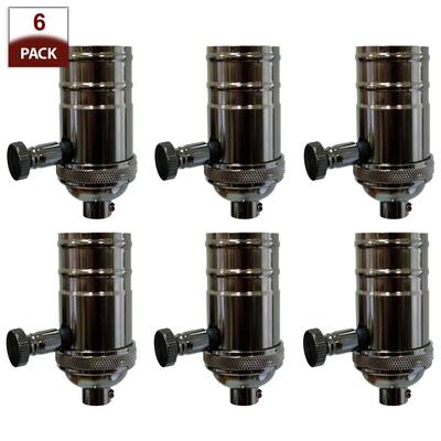 Royal Designs Dimmer Lamp Socket with Shell and Turn Knob, E26 Medium Base - Gun Metal, 6 Pack - N/A - N/A