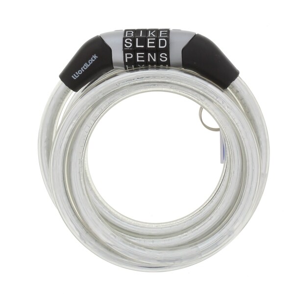 Wordlock Cable Lock, Prism Silver, 8mm thick /5' long. Opens flyout.
