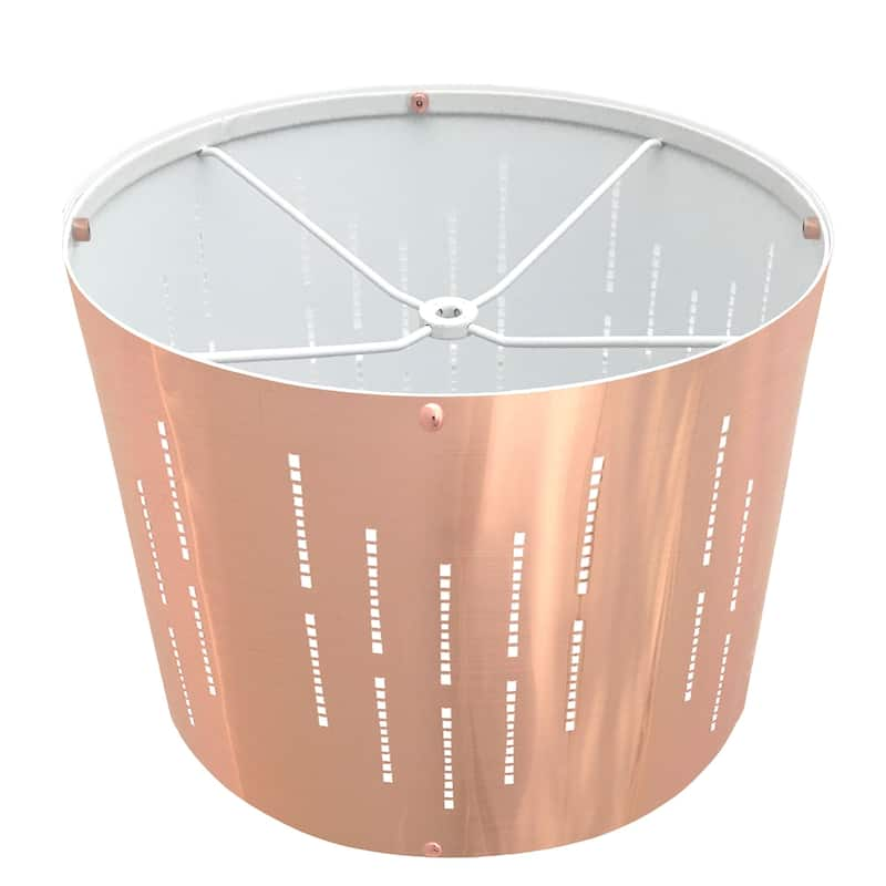 Royal Designs, Inc. Do-It-Yourself "DIY" Metallic Stencil Design Hardback Lamp Shade, Polished Copper Finish, 14" x 14" x 10"