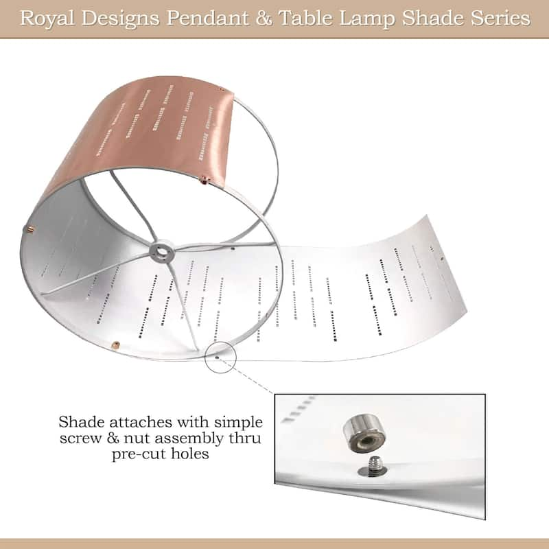 Royal Designs, Inc. Do-It-Yourself "DIY" Metallic Stencil Design Hardback Lamp Shade, Polished Copper Finish, 14" x 14" x 10"