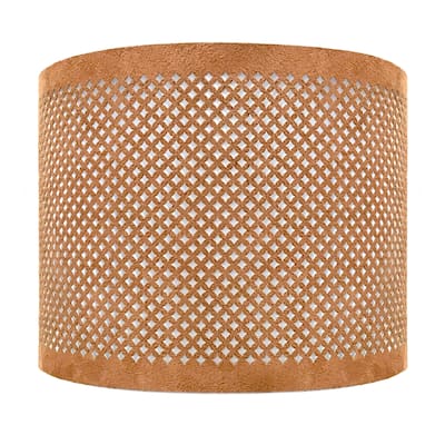 Royal Designs, Inc. Do-It-Yourself "DIY" Faux Leather Stencil Design Uno Drop Hardback Lamp Shade, Light Brown, 8" x 8" x 8"