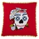 preview thumbnail 1 of 1, Pom Pom Trimmed Sugar Skull Pillow