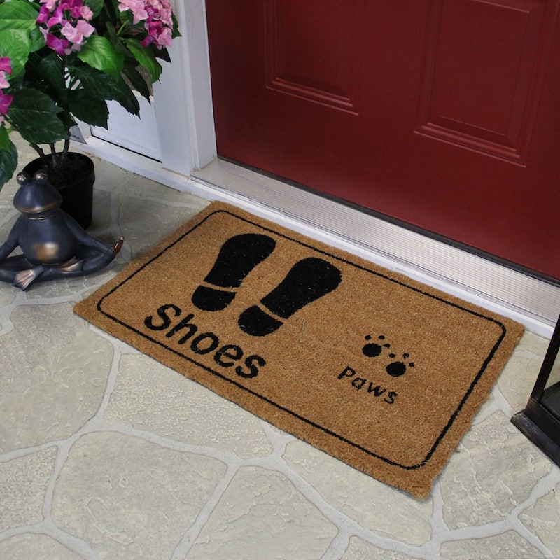 Beige and Black Shoes with Paws Door Mat 18" x 30"