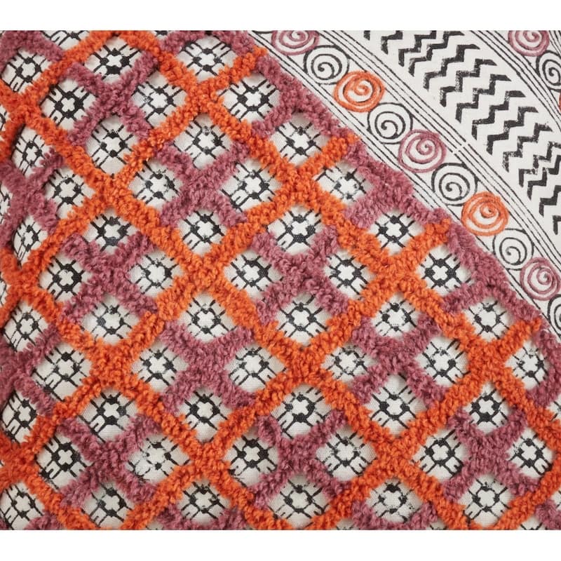 Embroidered Block Print Floor Pillow.
