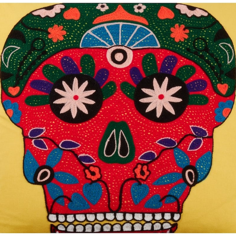 Bright Sugar Skull Design Pillow