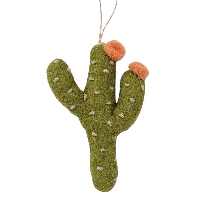 Handmade Felted Wool Cactus Christmas Ornaments