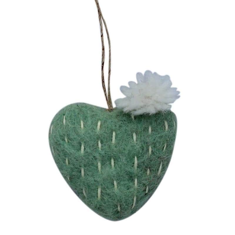 Handmade Felted Wool Cactus Christmas Ornaments