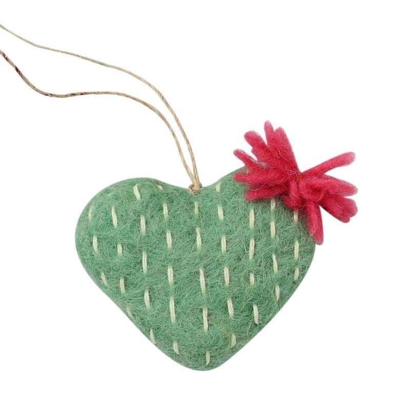 Handmade Felted Wool Cactus Christmas Ornaments