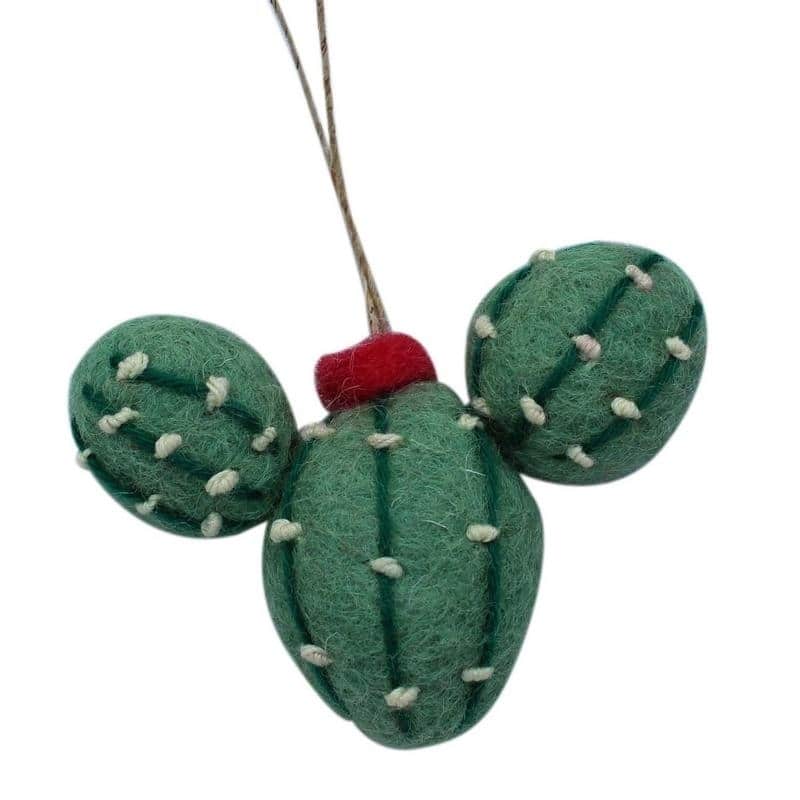 Handmade Felted Wool Cactus Christmas Ornaments