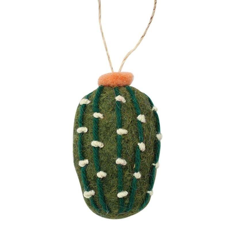Handmade Felted Wool Cactus Christmas Ornaments