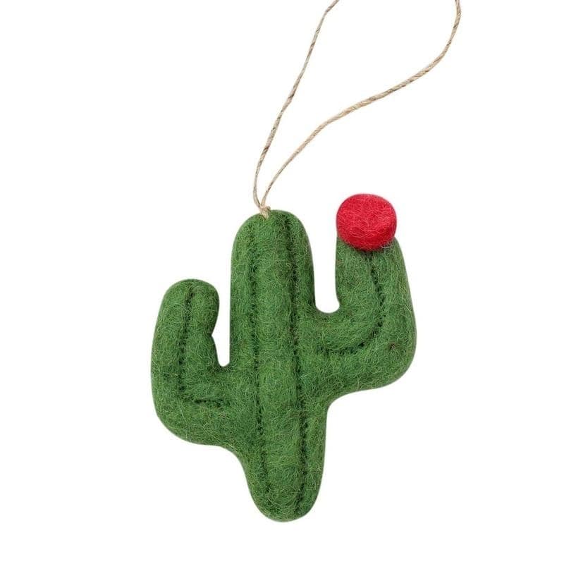 Handmade Felted Wool Cactus Christmas Ornaments